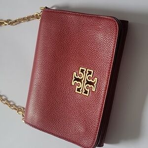 Tory Burch Red Crossbody Bag with Gold Chain